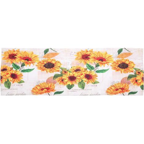 Lot de 2 cantonnières à motif tournesol frais pour la cuisine, rideaux courts tournesol (1/5)