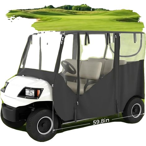 Cubierta para carrito de golf, impermeable y robusta, ventanas transparentes, 4 pasajeros (1/2)
