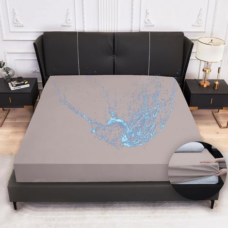 Protège-matelas 180x200, Style Drap-housse Protège-matelas Imperméable 180 x 200, Protège-matelas Imperméable et Respirant, Protection contre l'Humidité Lavable Drap-housse Gris (1/5)