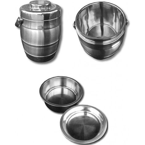 TRADE SHOP - Thermos Doppio Livello 1.6 Lt Termica Porta Vivande Cibo Acciaio 2 Contenitori -