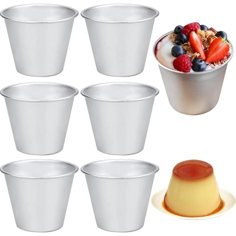 Pudding Moulds, Aluminum Dariole Moulds, Non-Stick Muffin Tins Individual Baking Cups, Mini Pudding Basins Egg Tart Cupcake Moulds (6)