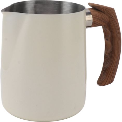 Verseuse à lait en acier inoxydable 304, bec verseur anti-goutte, graduations intérieures, poignée, blanc perle, 1000 ml (1/5)