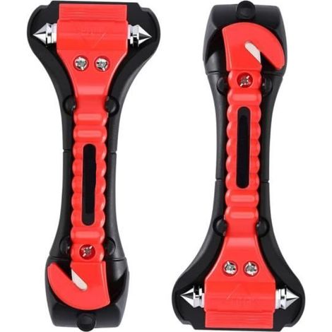 2 pièces Marteaux de Secours avec Brise Vitre Coupe Ceinture, Marteau de sécurité pour Voiture, Outils d’évacuation pour Auto (1/4)