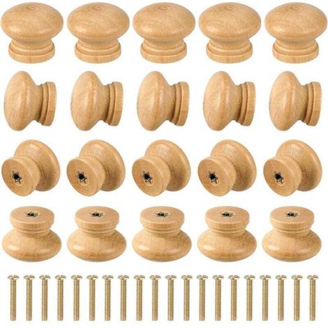 20 pieces wooden drawer knobs, unfinished round cabinet knobs, approx. 2.7 cm furniture drawer knobs, mini wooden drawer knobs, wooden handles for drawers. (1/4)