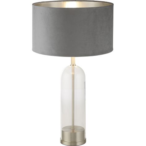 Lampada Scrivania Contemporanea Oxford Acciaio Ottone Tessuto Grigio 1 Luce E27 (1/5)