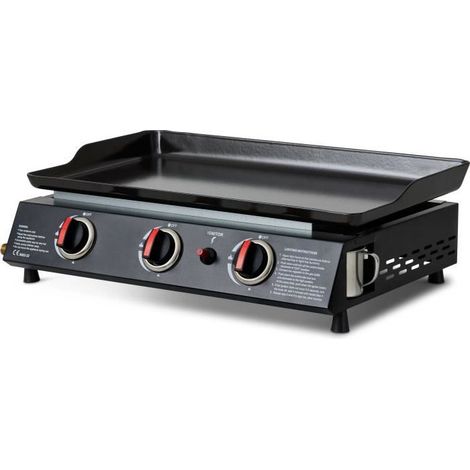 Favex – Plancha à gaz 3 brûleurs – Puissance 7,2 kW – Surface de cuisson 61 x 34 cm – Plaque en acier émaillé – Tiroir récupérateur de graisses