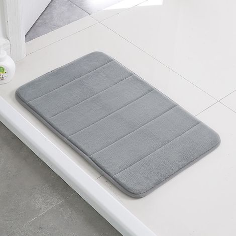 Molleton de corail épaissi d'une seule pièce, tapis de sol absorbant à rebond lent, tapis antidérapant, paillasson domestique (bande grise, 4040cm)