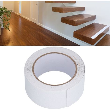 Ruban antidérapant de 5 mètres, autocollant antidérapant extérieur, ruban de traction antidérapant à haute friction, adhésif abrasif pour marches d'escalier, blanc. (1/5)