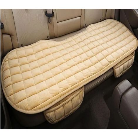 Coussin de siège auto d'hiver, unilatéral, sans dossier, antidérapant, anti-restriction, adapté à la voiture (siège arrière, beige) (1/5)