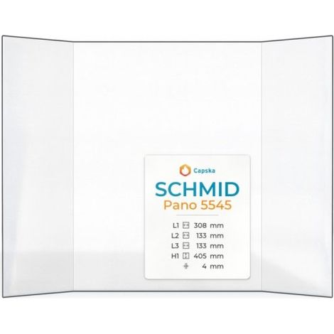 Vitre Schmid PANO 5545 - Verre Prismatique pour insert - (133 + 308 + 133) x 405 mm (L2+L1+L3 x H1) - 4 mm