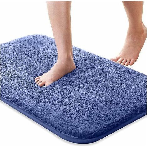 Badematte, saugfähige und rutschfeste Badematte, weiche und hautfreundliche Badematte, waschbare Badematte, 50 x 80 cm, (dunkelblau) (1/5)