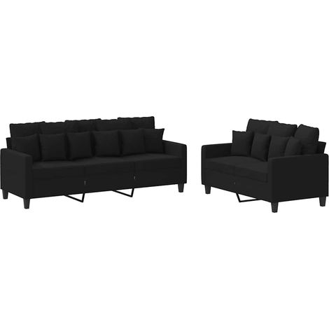 Maison Exclusive - 2dílná sedací souprava s poduškami černá textil (1/5)