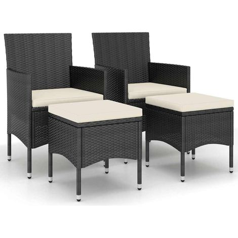 Maison Exclusive - 4-tlg. Gartenstuhl und Hocker Set Poly Rattan (1/5)