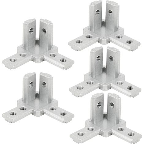 Connecteur d'angle 3 voies 90° en alliage de zinc, lot de 5 pièces, fixations pour profilés aluminium T type 3030 (norme européenne) (1/5)
