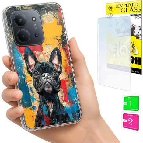 Custodia per Xiaomi Redmi 15C 5G 173mm / Poco C85 con retro a forma di cane e vetro 9H (1/5)