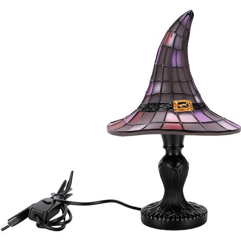 Lampe chapeau de sorcière, lumière chaude et attrayante, USB, style vintage, idéale comme lampe de chevet pour salon ou chambre, format compact. (1/5)
