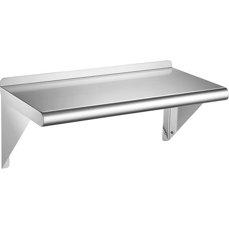 VEVOR Wandregal 305 x 610 mm Küchenregal aus Edelstahl 430 Schweberegal für Großküchen, Private Küchen, Bars und Garagen, Verstärkte Dreieckshalterungen, Glatt Abwischbar, Montagematerial Enthalten (1/5)
