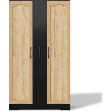 Credenza da cucina in MDF nero con portaprovviste, 4 livelli estraibili e ripiani regolabili (1/5)