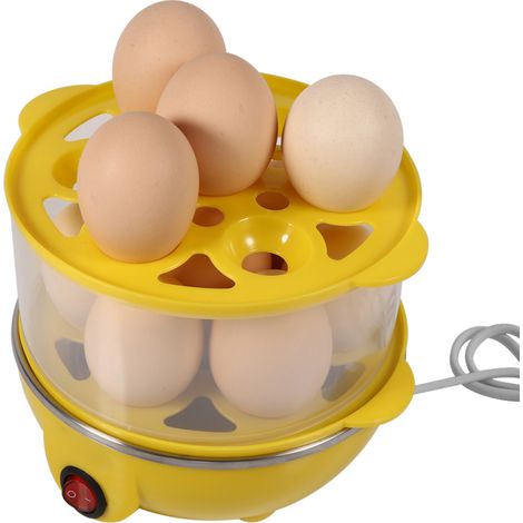 Cuiseur à œufs électrique multifonction à double couche avec fonction vapeur - Usage domestique (Jaune) (1/5)
