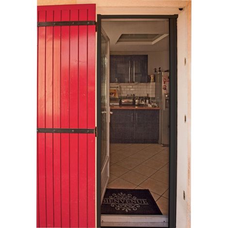Werka Pro – Porte moustiquaire gris anthracite avec enrouleur – Dimensions 140 x 225 cm – Aluminium laqué et tulle en fibre de verre 105g/m2