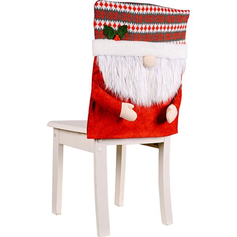 Ensemble de 2 housses de chaise de Noël, housses de chaise non tissées pour poupée sans visage, housses de dossier de chaise de Noël, adaptées à la décoration de la cuisine YMYNY (1/5)