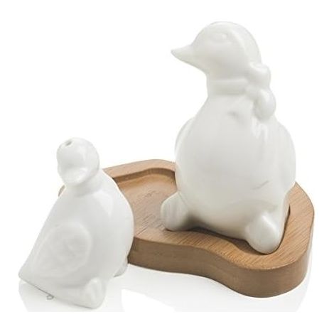 BRANDANI SALE E PEPE PAPERA CON SUPPORTOBAMBOO 10x7x8,5H