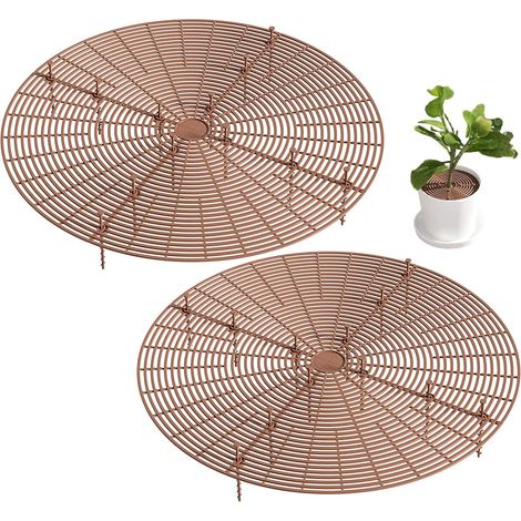 Lot de 2 grilles protectrices pour pots de fleurs, protège-sol empilable pour chat et enfant, garde-boue pour plantes (1/5)