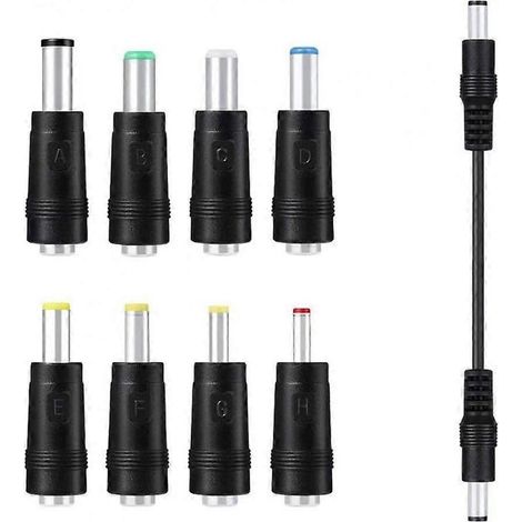 Câble d'alimentation DC5,5 x 2,1 mm mâle-mâle de 23 cm avec 8 adaptateurs pour haut-parleur (1/4)