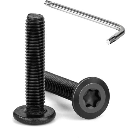 20 Pièces Vis à Tête Plate Torx Noir M5 x 25 mm Vis à Six Pans Creux en Acier Inoxydable A2 V2A Boulons de Meubles Hexagonale avec Clé T25 Filetage Complet (1/5)
