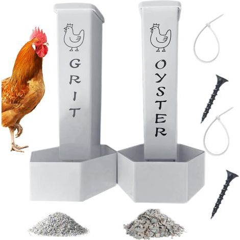 Distributeur De Nourriture pour Poules,Distributeur De Coquilles D'Huîtres Et Graviers pour Volailles Mangeoire de Basse-Cour pour Clôture Jardin Extérieur Ferme (1/5)
