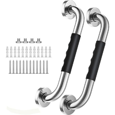 Support mural pour poignées - Poignée antidérapante pour salle de bain - Convient pour douche, WC, baignoire, cuisine, rampes d'escalier et de placard - 30 cm - Lot de 2-AquaForge (1/5)