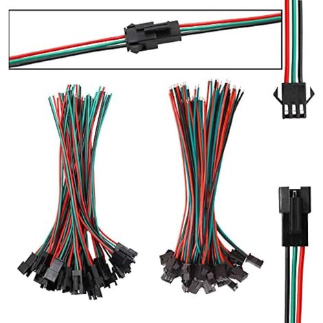 Lot de 20 paires de connecteurs JST SM mâle-femelle à 3 broches - Câble 150 mm pour barre lumineuse LED WS2812B/WS2812/WS2811 (1/5)