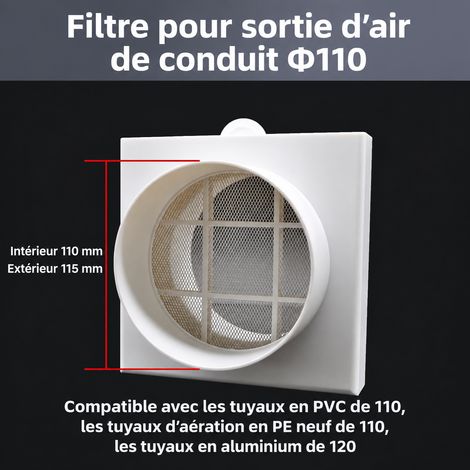 Filtre VMC préfiltre d'air neuf 110 avec grille en alliage d'aluminium 40 × 40 × 20 cm 2 kg boîte de filtration conduit anti-insectes – Livraison gratuite (1/5)