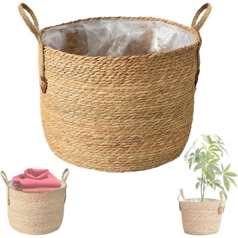 Panier Osier pour Plantes,Grand Pot de Fleurs Tressé en Rotin,Cache Pot Intérieur Moderne et Pratique,Panier à Plantes en Osier Naturel - Décoration Maison et Rangement Élégant - Diamètre (S) (1/5)