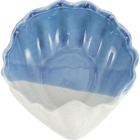 Plateau à Bijoux pour Boucles D'oreilles et Colliers en Céramique Élégant Forme Coquillage Bleu Coiffeuse ou Table de Maquillage (1/5)