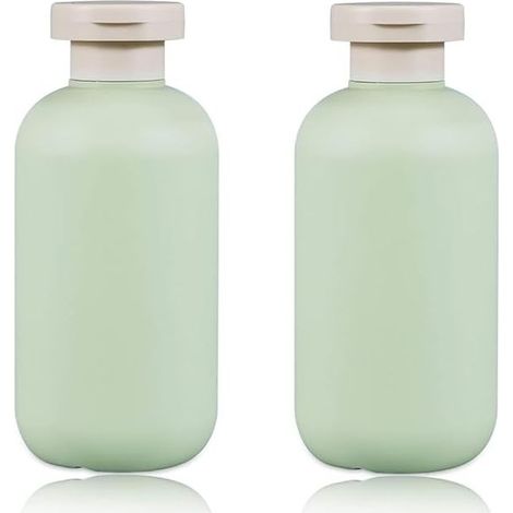 Lot de 2 flacons souples rechargeables en plastique avec bouchon à rabat - flacon vide, flacon voyage, Accessoires de voyage pour shampooing, crèmes, lotion, après-shampoing - 200 ml (1/5)