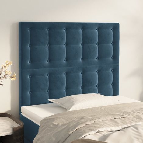 2 pcs Têtes de lit pour lit adulte, Tableau décoratif de chevet Bleu foncé 90x5x78/88 cm Velours SDG10386 (1/5)