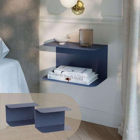 Wandnachttisch 2er Set Notodden Stahl 40x23x23 cm Dunkelblau [en.casa] (1/5)