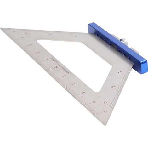 Équerre de menuisier 140mm double échelle outil de mesure traçage bleu, triangle de charpentier, règle d'atelier précise (1/5)