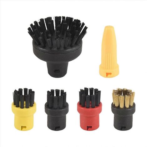 6-teiliges Zubehörset für Dampfreiniger SC1, SC2, SC3 und SC4, Ersatzteilset kompatibel mit Bürsten und Düsen, effektive Reinigung von Glasoberflächen und Fugen, langlebiges Zubehör für Dampfgeräte (1/5)