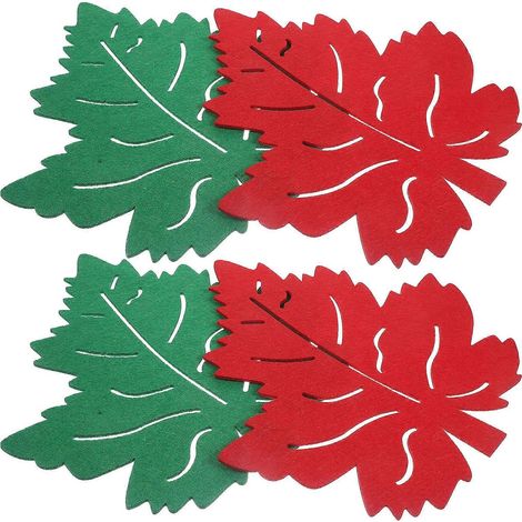 Sets de table en tissu à motif de feuilles de Pâques, isolants thermiques, 4 pièces, antidérapants (1/5)