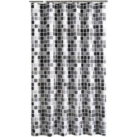 Rideau de douche imperméable 200x200cm – Polyester antibactérien – Œillets antirouille – Ourlet lesté pour tenue sécurisée