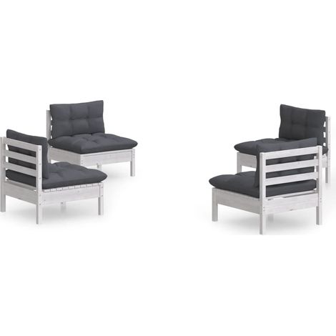 Maison Exclusive - Set Divani da Giardino 4 pz con Cuscini Antracite Legno di Pino (1/5)