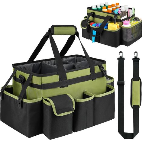 Bolsa de limpieza Cadet,organizador de suministros de limpieza Cadet con asa, correas para el hombro y divisor extraíble,bolsa organizadora de herramientas de limpieza para limpiadores, verde (1/5)
