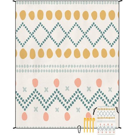 Tapis de plage en microfibre style bohème, séchage rapide, déperlant et résistant à l'humidité, idéal pour les pique-niques et le camping. Tapis de plage 33 (1/4)