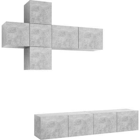 Maison Exclusive - Set di Mobili Porta TV 7 pz Grigio Cemento in Legno Multistrato (1/5)
