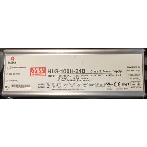 Mean Well HLG-100H-24B LED Driver 96W 24Vdc 4A 90-305Vac IP67