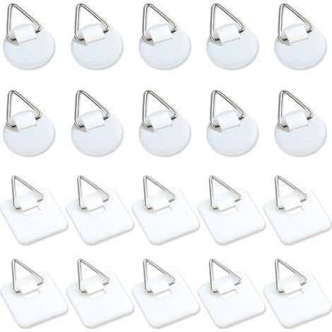 Pack of 20 invisible adhesive supports, 2.5 cm, vertical adhesive supports for wall plaques, wall plaques for plates, pictures, decorative art (white) (1/5)