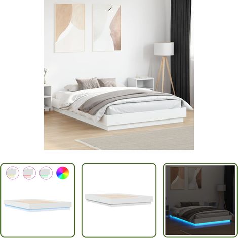 LED-Beleuchtung - Bettgestell mit LED Weiß 150x200 cm (1/5)
