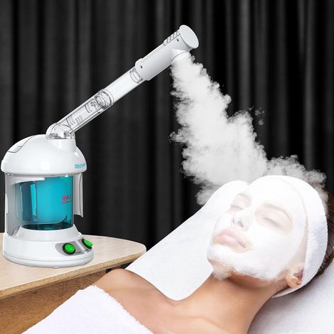 Défroisseur vapeur nano ionique pour le visage avec bras rotatif à 360° extensible – Défroisseur vapeur portable pour soins personnels à la maison ou au salon (bleu) (1/5)